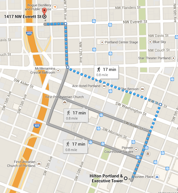 Here's a map of the route from the Hilton to Urban Airship